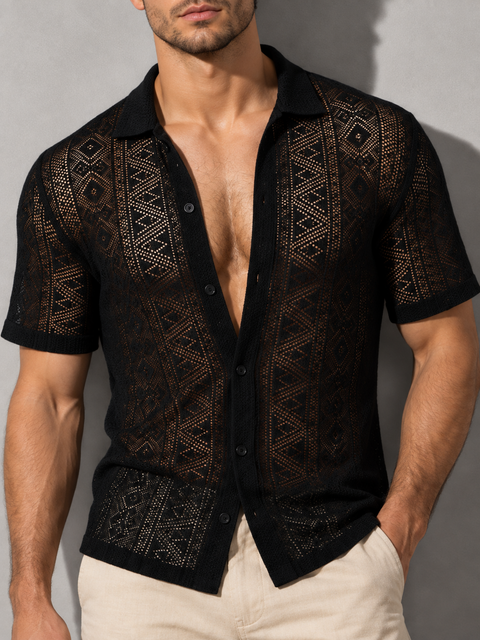 Chemise transparente manche courte