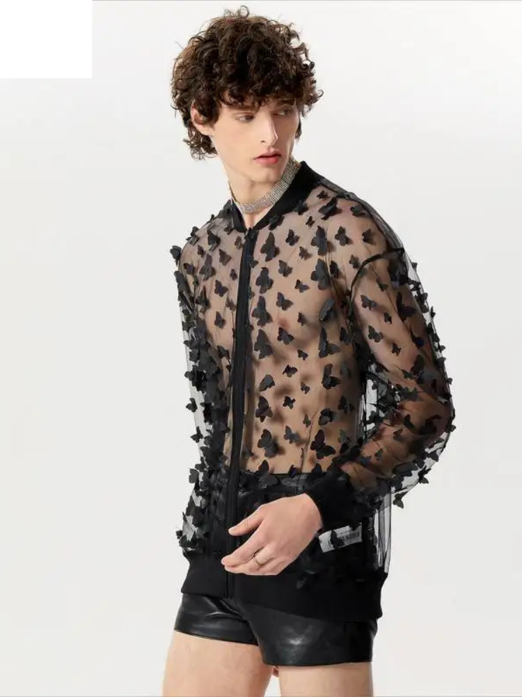 Chemise pour homme transparente couleur noir