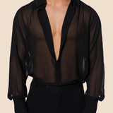 Chemise pour homme transparente couleur noire