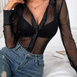 Chemise transparente noire pour femme