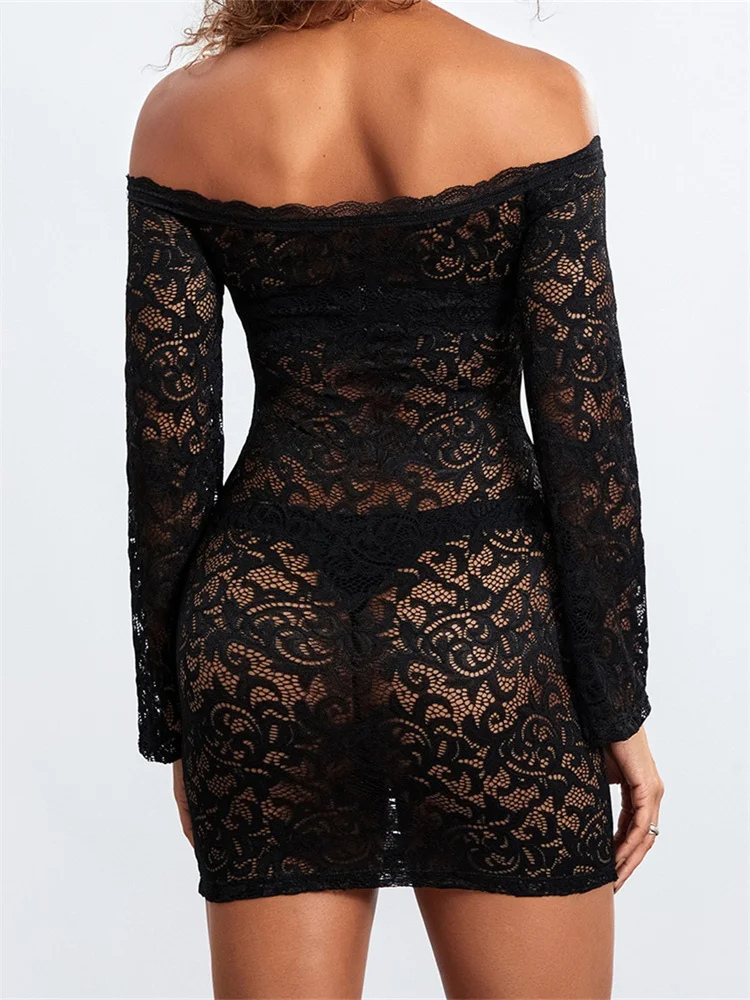 Robe de soirée courte transparente couleur noire