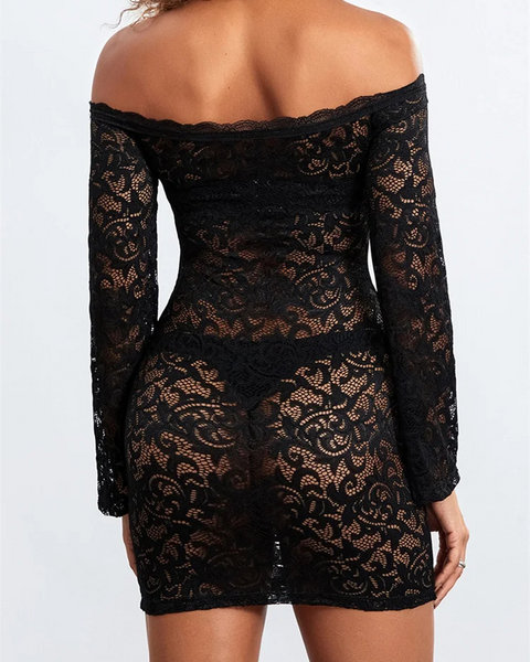 Robe de soirée courte transparente couleur noire