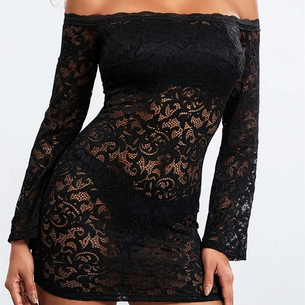 Robe de soirée courte transparente couleur noire