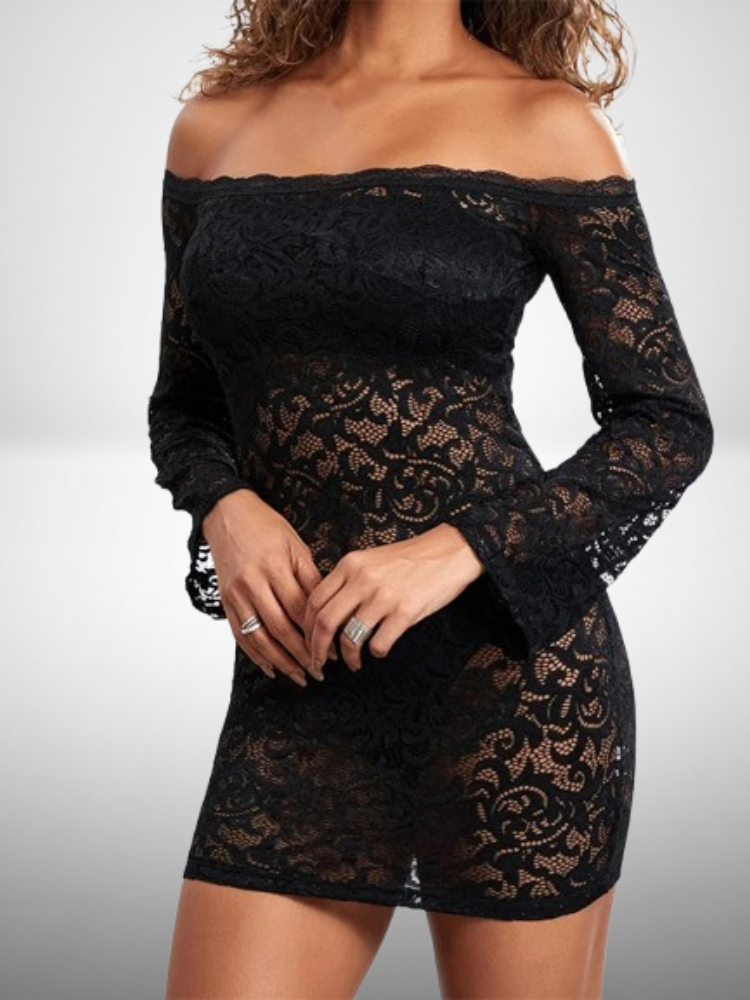 Robe de soirée courte transparente couleur noire