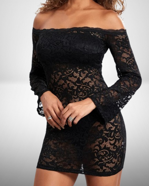 Robe de soirée courte transparente couleur noire