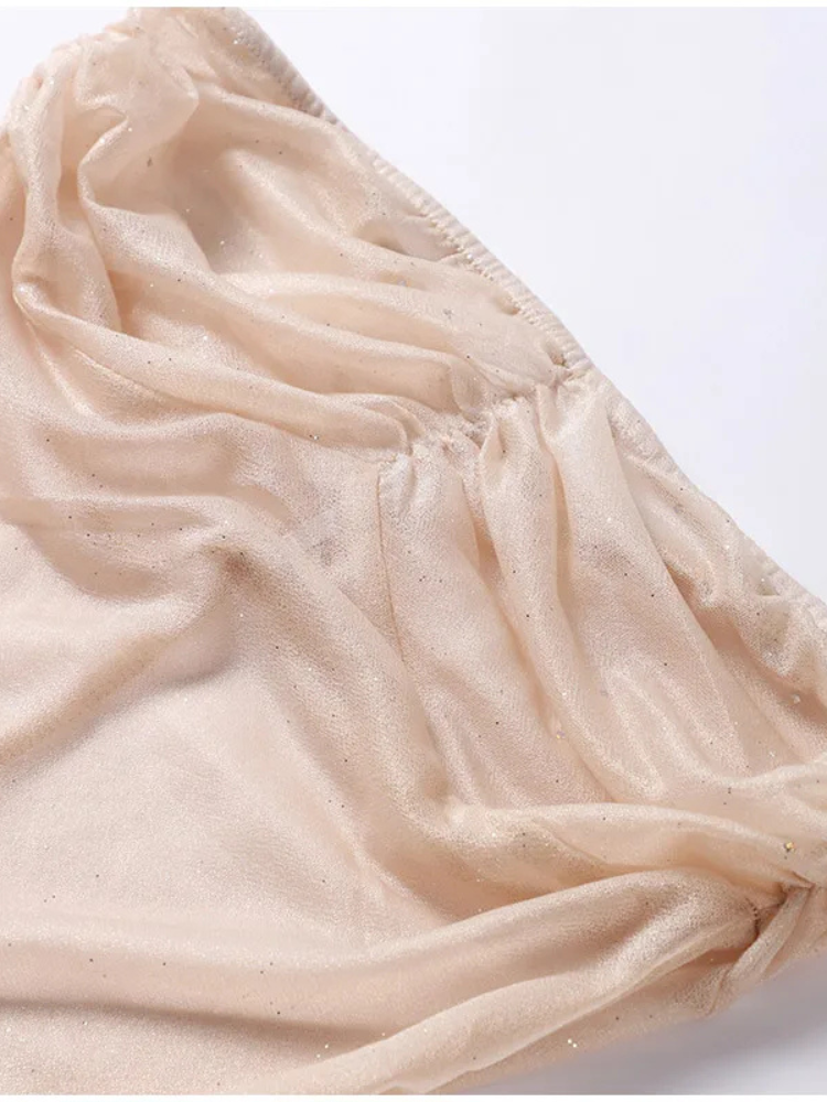 Robe de soirée transparente couleur beige