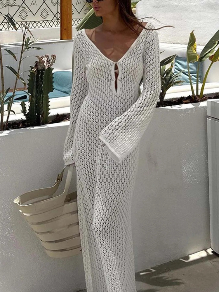 robe blanche manche longue transparente